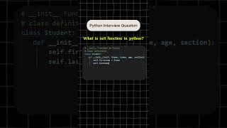 Python Interview Question Understanding the init Function pythonprogramming [upl. by Lekram]