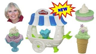 ♥♥ PlayDoh Sweet Shoppe Ice Cream Sundae Cart Play Set [upl. by Camus]