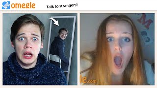 My reflection is moving BY SELF  OMEGLE PRANK [upl. by Trefler]