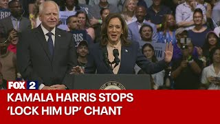 KAMALA HARRIS stops lock him up chant quotIts a fight for the futurequot [upl. by Eillac]