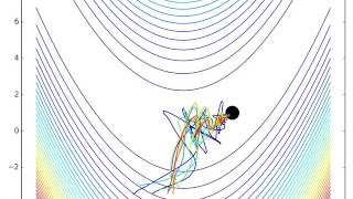 Particle Swarm Optimization PSO solving the Rosenbrock banana function [upl. by Haimrej]