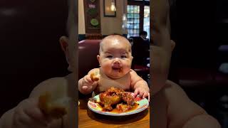 Baby eats meat for the first time and it tastes deliciousshorts [upl. by Noelc]