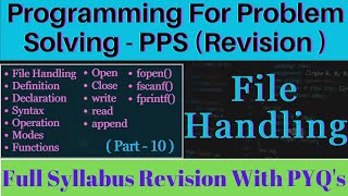 PPS Full Syllabus Revision With PYQs Part10  Programming For Problem Solving Revision With PYQs [upl. by Zolner]