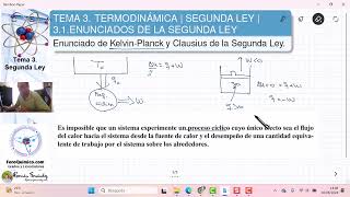 TEMA 3 TERMODINÃMICA  SEGUNDA LEY  31 ENUNCIADOS DE KELVINPLANCK Y CLAUSIUS [upl. by Madoc]