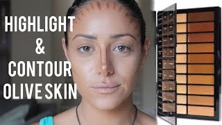 HOW TO CONTOUR AND HIGHLIGHT OLIVE SKIN [upl. by Mackoff495]