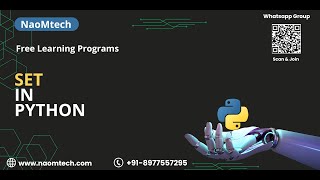 35 Python tutorial For Beginners  Set Class  Methods  Programs [upl. by Yddor]