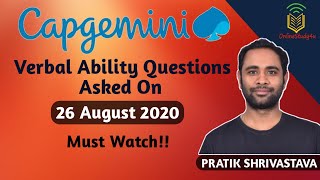 Capgemini English Questions asked on 26082020  Capgemini Verbal Ability  Must Watch [upl. by Ahsiliw]