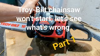 Troy Built chainsaw not working lets fix it Part 1 [upl. by Akiria]