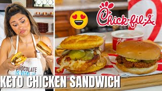 KETO CHICKFILA SANDWICH I Made a Quick Simple Easy Keto Chicken Sandwich Copycat [upl. by Metts]