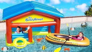 Wendy Pretend Play with Inflatable Boat Playhouse Kids Toys [upl. by Rich]