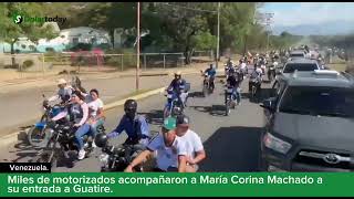 Miles de motorizados acompañaron a María Corina Machado a su entrada a Guatire [upl. by Yelyac750]