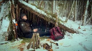 SURVIVING the Snow Building the WARM Winter SHELTER  BUSHCRAFT amp CAMPING [upl. by Bronny]