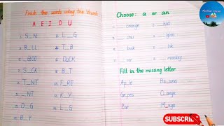 UKG Worksheet English Worksheet choose a or an missing letter filling vowels akshargyan20 [upl. by Kolnos]