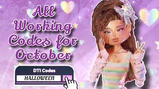 ALL WORKING DRESS TO IMPRESS CODES 👗  October  DTI Roblox 👗🛍️ [upl. by Chappie]