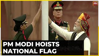 Prime Minister Narendra Modi Hoists The National Flag At The Red Fort In Delhi On Independence Day [upl. by Enrobyalc]