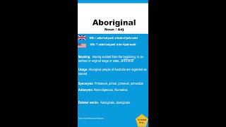 Aboriginal meaning pronunciation and synonyms Shorts [upl. by Saffren]