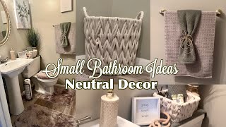 DIY Small Bathroom Makeover and Decorating Ideas How To Decorate Neutral Half Bath [upl. by Osi]