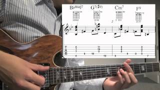 Jazz Guitar Walking Bass w Chords example [upl. by Airdnaxila]