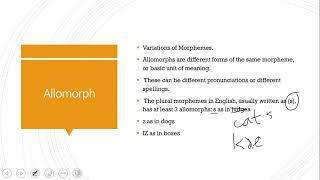 Morphology Morph Morpheme  Allomorph And Zero Morph [upl. by Rotman265]