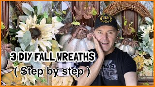 DIY FALL WREATHS  How To Make 3 Budget Fall Wreath  Ramon At Home [upl. by Lledra]