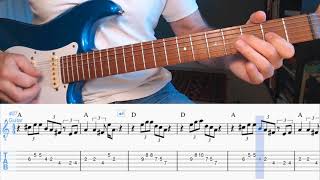 Blues guitar lesson Shuffle in A BPM 100 [upl. by Barcot945]