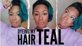 DYEING MY RELAXED HAIR TEALADORE HAIR COLOR [upl. by Orpheus222]