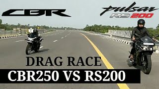 Honda CBR250 VS Pulsar RS200  DRAG RACE [upl. by Noemys592]