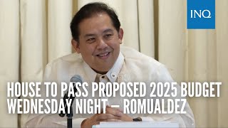 House to pass proposed 2025 budget Wednesday night — Romualdez [upl. by Ynaffad636]