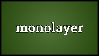 Monolayer Meaning [upl. by Ahsier]