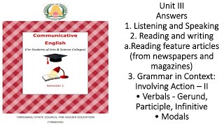 Communicative English Semester I Unit 3 Answers communicative [upl. by Ardnad]