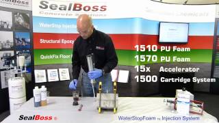 Polyurethane Crack Injection 1510 WATER STOP FOAM Demo  LeakSeal Grout Geek Training  SealBoss [upl. by Nimaj]