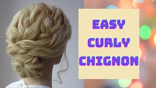 easy curly chignon hair tutorial [upl. by Fanning]