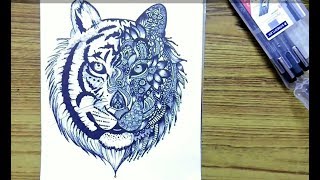 How to Draw a Tiger Mandala [upl. by Leinahtam765]