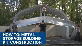 How to Metal Storage Building Kit Construction [upl. by Esinej714]