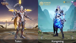 Hero Comparison Tulen and Kongming  Arena of valor vs Honor of king [upl. by Essile188]