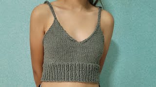 Top à bretelle au tricot aiguilles circulaires Taille S ou 16 ans [upl. by Derna]