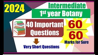 Inter 2024 Botany First Year Important Questions [upl. by Whallon]