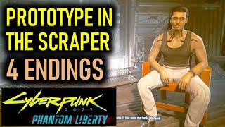 Prototype in the Scraper All 4 Endings Hasan Choices amp Outcomes  Cyberpunk 2077 Phantom Liberty [upl. by Eidda]