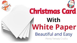 Christmas Card Making with White Paper  Quick Christmas Card  Merry Christmas Greeting Card DIY [upl. by Notsahc]