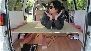 Floating bed frame  CAMPER VAN CONVERSION Ep 8 [upl. by Viens507]