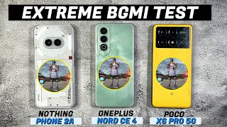 OnePlus Nord CE 4 vs Nothing Phone 2a vs Poco X6 Pro Pubg Test 🔥 OnePlus ka Kamal 😲 [upl. by Alvan]