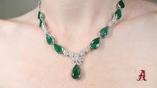 18k White Gold Natural Emerald And Diamond Necklace 5158ctw Alighieris Auction House [upl. by Belayneh48]