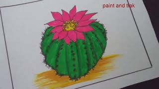 How to draw cactus plant with basic shapes drawing for beginnersHobbyTime [upl. by Costin]