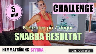 HEMMATRÄNING  Magrutor på 5 minuter  7 DAGARS CHALLENGE [upl. by Evangelin]