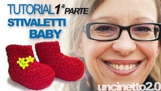 Tutorial uncinetto  Stivaletti baby crochet baby booties  Parte 1 di 3 [upl. by Natsreik]