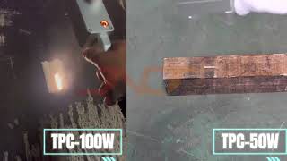 laser cleaning machine 100W VS 50W cleaning paint on wood compare video [upl. by Haret]