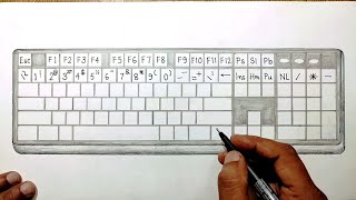 Easy keyboard drawing tutorial How to draw keyboard [upl. by Standing]