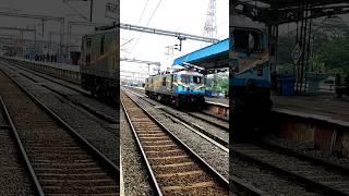 Tri colour painting wap7 Locomotive at station🚂 locomotive wap7 station ytshorts shyamhembram [upl. by Yaresed]