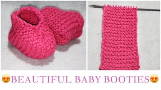 Very Easy Knitting Baby Booties  Super Easy knit baby booties or baby shoes  how to knit [upl. by Islean]