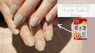 Super Easy Budget Friendly Acrylic Nails at Home KISS Full Cover Nails [upl. by Alaham]